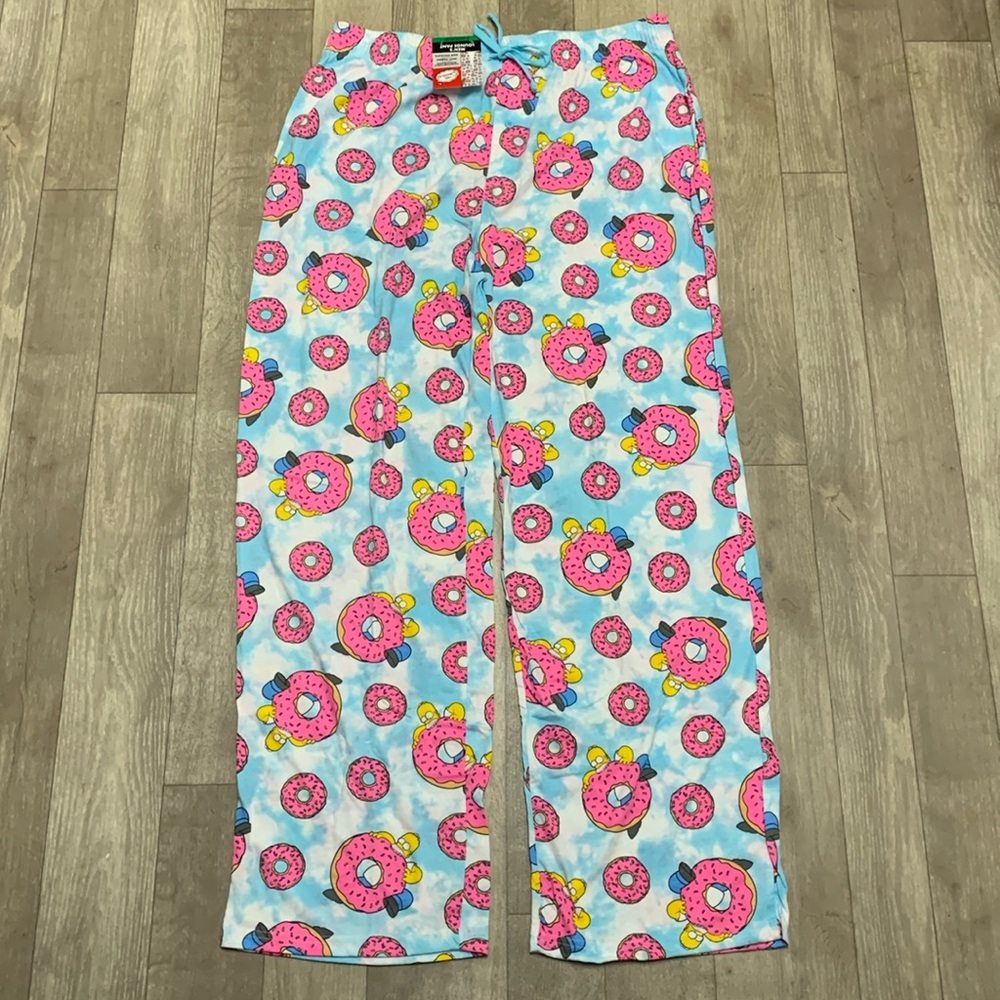 M NWT The Simpson Donut Lounge Sleepwear Pajama Night Time‎ Drawstring Pants
